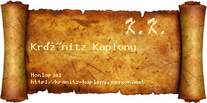 Kránitz Kaplony névjegykártya